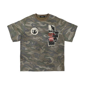 Camiseta de Verano para Hombre, 100% Algodón, Transpirable, de Manga Corta, Cuello en V, Holgada, con Estampado Digital, Estilo Urbano Americano - Product Image 2