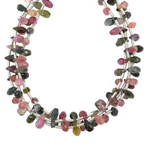 Multi Tourmaline Faceted <b>Drop</b> Shape Bead Strand 6–8mm Natural Multi Color Gemstone Beads for Jewelry Making - Product Image 1