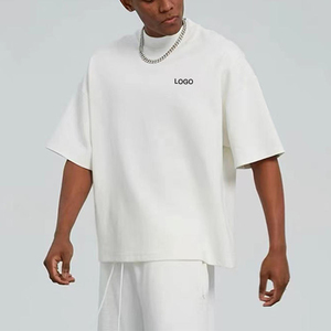 T-shirts Boxy surdimensionnés à épaules tombantes 100% coton avec logo personnalisé léger pour hommes imprimé uni de haute qualité - Product Image 2