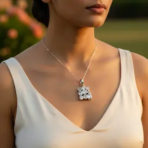 จี้เงินแท้ 925 ประดับเพชรคิวบิกเซอร์โคเนีย ชุบโรเดียมสีโรสโกลด์ งานแฮนด์เมด เครื่องประดับสำหรับผู้หญิง ของขวัญ จี้ห้อย - Product Image 2