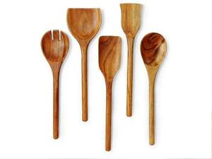 Acacia Wood <b>Cooking</b> Utensils Set of 5 Mango Wood Salad Servers Set of 2 <b>WOODEN</b> SALAD SERVER SET OF 2 HAND MADE UNIQUE KETCHENWAR - Product Image 6