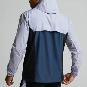 Chaqueta Impermeable Personalizada de Fabricación Propia, Chaqueta Cortavientos Ligera de Poliéster y Nailon con Cremallera Completa y Bloques de Color para Hombre - Product Image 2