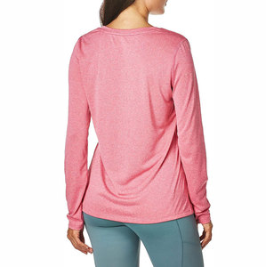 Logo personnalisé écologique coton polyester sport femmes Cool Performance à manches longues col en V à séchage rapide t-shirts confortables - Product Image 5