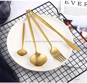 Newest Design Gold Color Plated Stainless Steel Spoon <b>Fork</b> <b>Knife</b> Set Elegant Flatware for Dining Tabletop at Wholesale Rate - Product Image 5