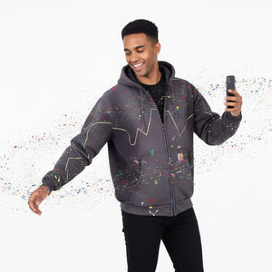 Sweat à capuche personnalisé Unfelt avec impression sérigraphique effet soleil, fermeture éclair intégrale, 100% coton, polaire haute densité, pour un look décontracté ou streetwear, unisexe. - Product Image 2