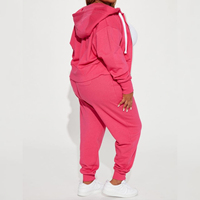Ensemble de survêtement décontracté deux pièces pour femme, grande taille, en coton biologique, avec sweat à capuche zippé et pantalon de jogging, idéal pour l'hiver et le sport