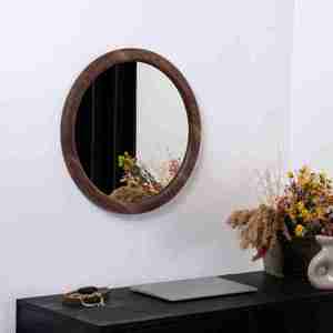 Mini espejo redondo de alta calidad con marco de madera Venta caliente Espejo de pared exportado desde la India a un precio razonable - Product Image 5