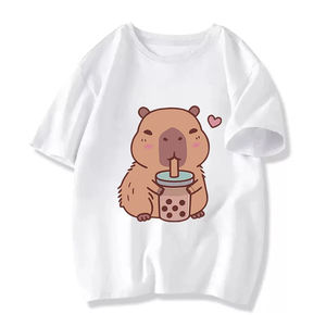 Camisetas de Verano Transpirables de Punto 100% Algodón para Niños, Camisetas Blancas para Niños, Camisetas de Manga Corta para Hombre, Servicio OEM, Logotipo Personalizado, Casual - Product Image 1