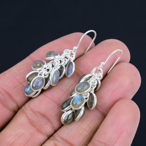 Boho Style classique boucles d'oreilles bijoux pour femmes bijoux en argent 925 argent Sterling Labradorite pierres précieuses boucles d'oreilles faites à la main cadeau - Product Image 2