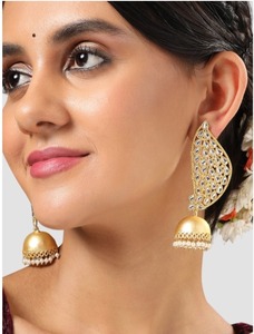 Ensemble de boucles d'oreilles Dangler Jhumki en laiton élégant fait à la main Ornementation unique Produit en vrac en laiton personnaliser la conception - Product Image 2