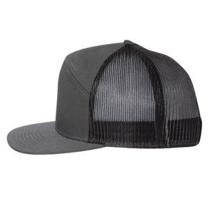 Sombrero de camionero de 7 paneles de color sólido con logotipo personalizado, sombrero de ala plana, Snapback, malla transpirable, hebilla ajustable de una sola fila, promociones al por mayor - Product Image 2