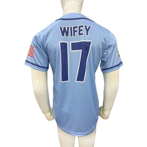 Vente chaude dernier nom personnalisé bleu clair maillot de Baseball de luxe pour hommes haute qualité demi manches maillot de Baseball pour l'entraînement - Product Image 2