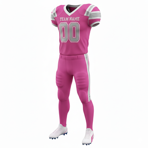 Ensemble de maillot et short de football américain sublimé personnalisable, 100% polyester respirant avec position du logo sur le devant - Product Image 2