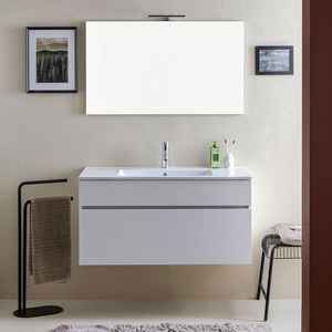 Gabinete de Baño Suspendido en la Pared de 100 cm con Cajón Blanco Efecto Madera Shanghai - Product Image 2