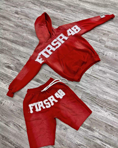 Entraînement prêt 100 pour cent coton Gym Fitness ensembles sweats à capuche et short ensemble hommes confortable sweat à manches longues hiver - Product Image 5