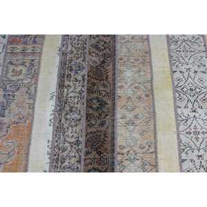 Turkish Rug, Accent 3x5.7 ft Vintage Rug, <b>Brown</b> Blue Ikat <b>Wool</b> Rug - Product Image 5