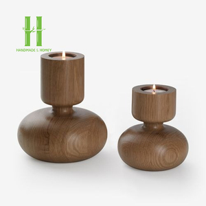 Portavelas decorativo de madera para el hogar, restaurante, Hotel, embalaje personalizado en Vietnam, artesanía HNH - Product Image 2