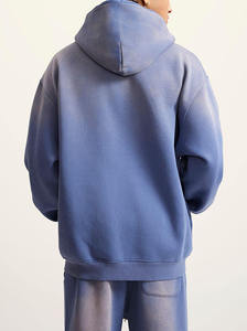 เสื้อฮู้ดดี้โอเวอร์ไซส์สุดหรู ผ้าฝ้ายฟลีซ 100% ล้างสีแบบแอซิดวอช พิมพ์ลายดิจิตอลปักลายฤดูหนาว แบบซันเฟด  สำหรับใส่เล่นกีฬา - Product Image 4