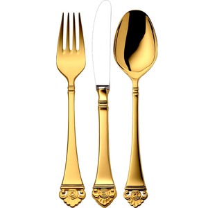 Ensemble de couverts en acier inoxydable de qualité supérieure nickelé avec poignée en relief doré ensemble de couverts ensemble d'ustensiles de cuisine royaux - Product Image 5