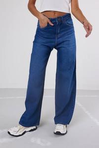 BD Plus Size Jeans Loose Fit Algodón orgánico para Tencel Denim Cintura media Pierna ancha Cinturón informal desgastado Bucles Bolsillos traseros Dobladillo - Product Image 2