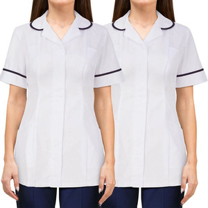Uniforme de Hospital Personalizado para Mujer, Blusa de Enfermería con Cuello Camisero y Ribete Blanco, Túnica para Enfermeras - Product Image 3