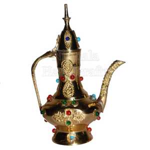 Aftaba en laiton de haute qualité avec gravure multicolore et finition polie pour l'eau potable, ustensiles de cuisine en laiton vintage - Product Image 6