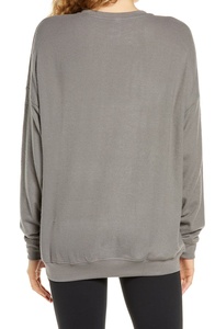 Sudadera de alta calidad para mujer, logotipo personalizado, cuello redondo, hombro caído, gran tamaño, informal, Terry, Sudadera con capucha larga, ropa de gimnasio activa para mujer - Product Image 2