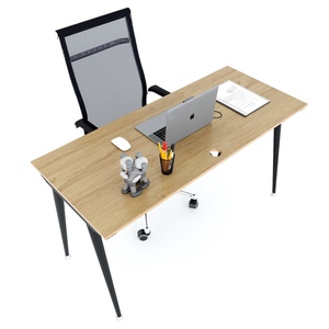 Escritorio de Madera Contrachapada con Revestimiento de Melamina, Modelo Cone HBCO033, 140x60cm, Patas de Hierro, Mueble de Oficina Moderno, Lujoso, Minimalista y Duradero para Dormitorio - Product Image 1