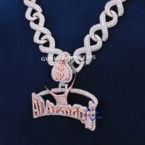 Luxueux Hip Hop coupe ronde Moissanite diamant breloque faite à la main glacé 925 pendentif chaîne en argent Sterling pour hommes - Product Image 6