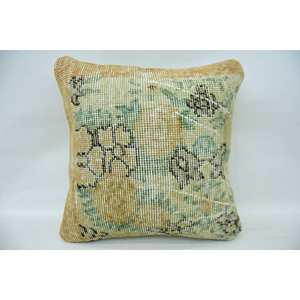 หมอนผ้าวูลสีเบจ16x16นิ้วลายวินเทจเทคนิคการเย็บปะติดปะต่อกันของลายวินเทจ - Product Image 1