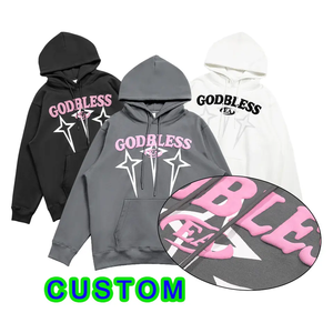 OEM เสื้อมีฮู้ดแบบสวมศีรษะลาย3D ของผู้ชายเสื้อผ้าฟลีซพิมพ์ลายผ้าฝ้ายโพลีเอสเตอร์ปักลายเลือกได้ตามต้องการ - Product Image 4