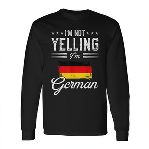 Camiseta de manga larga German Pride con bandera alemana promocional: ¡No grito, soy alemán! - Product Image 2