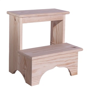 WELL HOME Sgabello in Legno Grezzo 40x30x40 cm Finitura Naturale - Sgabelli e Pouf - Product Image 1