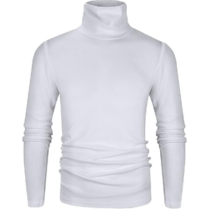 Pulls d'hiver pour hommes coupe ajustée de haute qualité anti-rides avec col rond logo avant pull en polyester de couleurs unies - Product Image 1