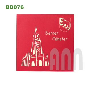 Invitación de papel Kraft Pop 3D de alta calidad hecha a mano Berner Munster diseño estampado en caliente nueva tendencia Tarjeta de recuerdo de felicitación para - Product Image 5