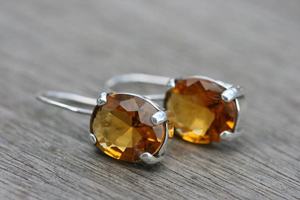 ต่างหูห้อยทำมือจากพลอยซิทริน เงินแท้ 925 ของขวัญประจำเดือนพฤศจิกายนสำหรับผู้หญิง - Product Image 4