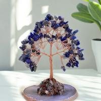 Arbre de Vie en Agate Naturelle Polie de 10-12 cm, Enroulé de Fil de Cuivre, Pierre de Guérison, Décoration d'Intérieur, Cristal Feng Shui en Pierres Précieuses Mixtes
