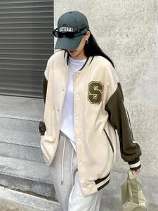 Blouson aviateur universitaire Letterman de baseball longue durée pour femmes sur mesure haut tendance hiver coton respirant Design de Denim - Product Image 3