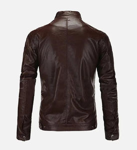 Haute qualité en cuir PU hommes décontracté hiver rue mode veste brodé lâche revers avec lettre motif en gros - Product Image 3