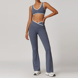 Customize Oem Wholesale Yoga <b>Leggings</b> Two Piece Yoga Sets Stretch <b>Flare</b> Yoga <b>Leggings</b> Fitness <b>Women</b> Activewear - Product Image 4