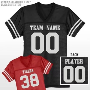 Jerseys de hockey personalizados, jersey de fútbol personalizado, texto en escamas plateadas, ajuste relajado para mujer, despedida de soltera, jerseys del equipo Cheer Mom - Product Image 1