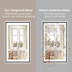 Marco de espejo de baño LED Diseño moderno Retroiluminación frontal ajustable Función antivaho Interruptor táctil para apartamento Hotel Hospital - Product Image 3