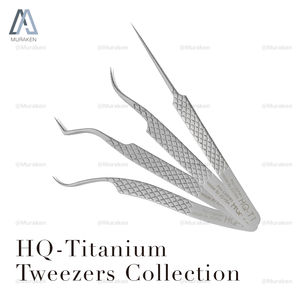 Pinzas de pestañas plateadas resistentes al calor de acero inoxidable con estuche de cuero para extensión de pestañas postizas - Product Image 5