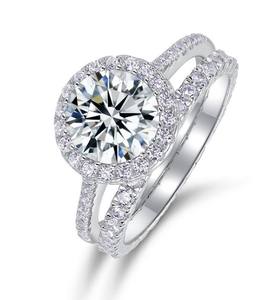 Anillo de Compromiso de Lujo de Plata de Ley con Diamante Moissanita de 1.5ct 2ct 8mm con Diseño de Halo Redondo Personalizado Vvs1 IGI para Mujer - Product Image 2