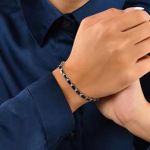 Zafiro azul Piedra natal de alta calidad Cadena de circonia cúbica 14K Pulsera Zirconia Baguette Piedra Pulseras de piedras preciosas - Product Image 3