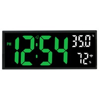 Grote LED digitale wandklok met temperatuur, luchtvochtigheid, WiFi, web-instelling, alarm, bureau- en wandmontage