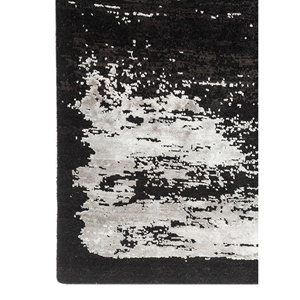 Tapis noué à la main en laine, bambou et soie, gris- noir abstrait, 9x12, rectangulaire, pour salon et couloir - LRB-13004 - Product Image 5