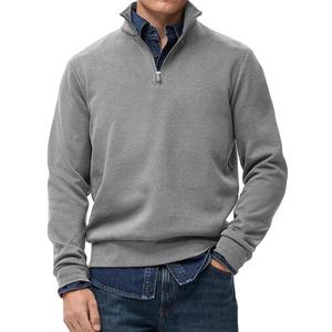 เสื้อสเวตเชิ้ตผู้ชายสไตล์ลำลอง ผ้าใยไผ่ผสมฝ้าย คอตั้ง ซิปครึ่งตัว สีพื้น สำหรับฤดูใบไม้ร่วง - Product Image 1