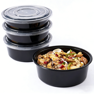 Bandejas Redondas Desechables de PP para Microondas con Tapa para Comida Callejera, Mariscos y Panqueques - Product Image 1