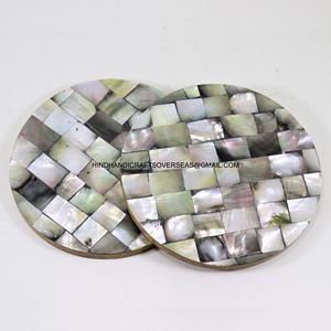 Dessous de verre rond en bois personnalisé pour boisson avec décoration Cuisine Dessous de verre en bois pour tasse Fabrication de table en Inde - Product Image 5